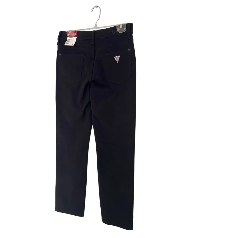 NWT Guess Women Jet Black High Rise Straight Stretch Denim Size 6.